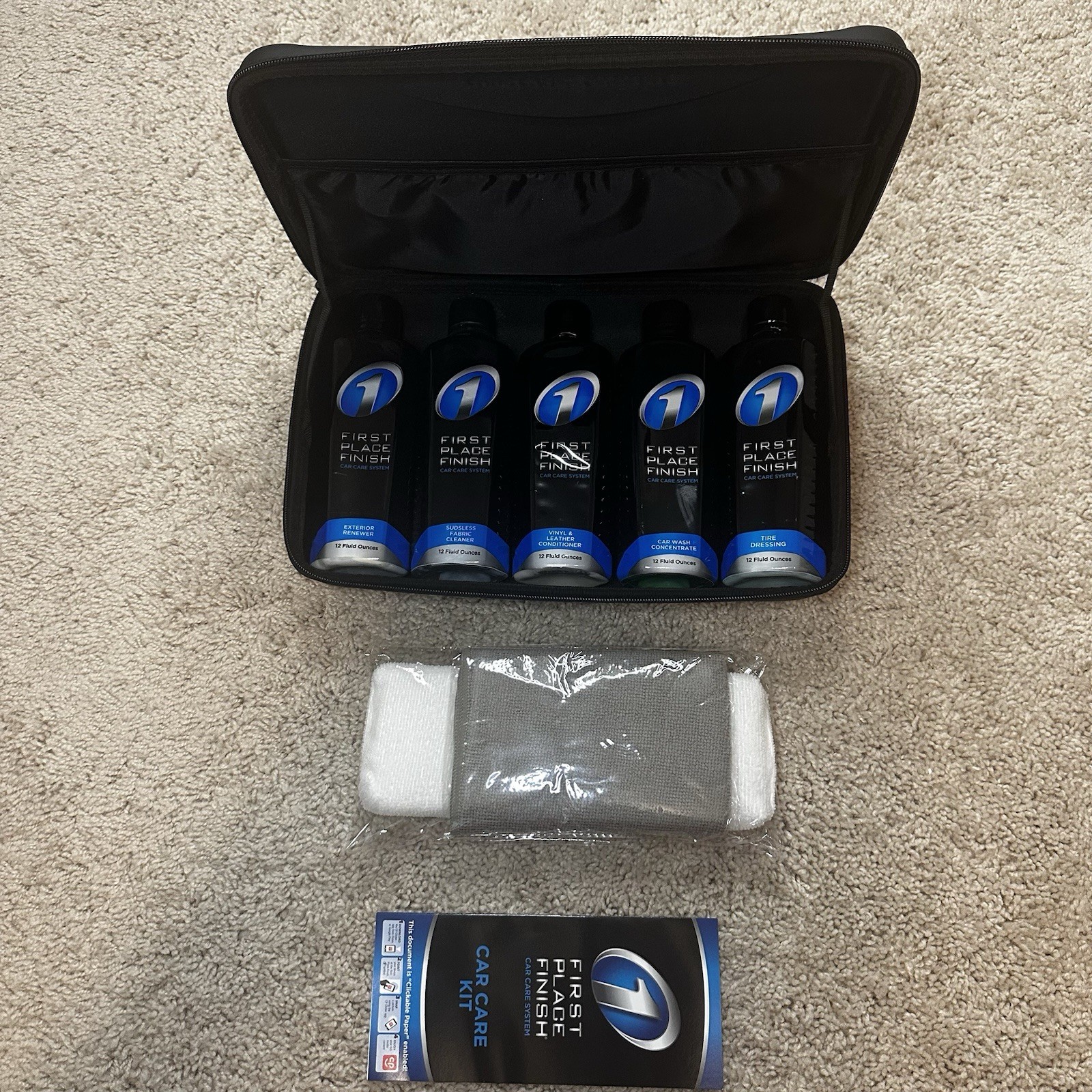 Premium First Place Finish Car Care Products System 12 OZ. Kit 5 Bottle Set
