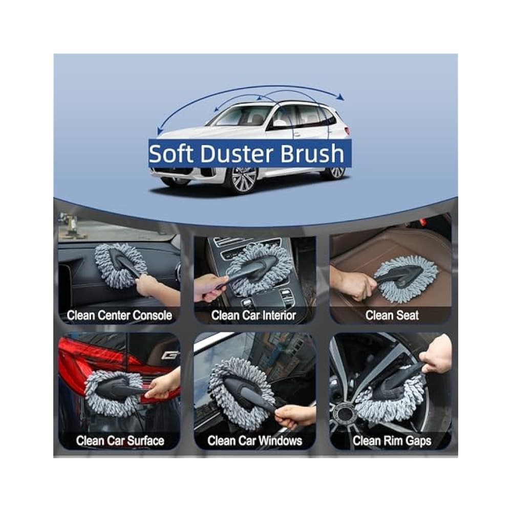 Car Interior Duster Kit – Soft Gel & Brush Set for Dash/Vents, Auto/Truck/SUV/RV