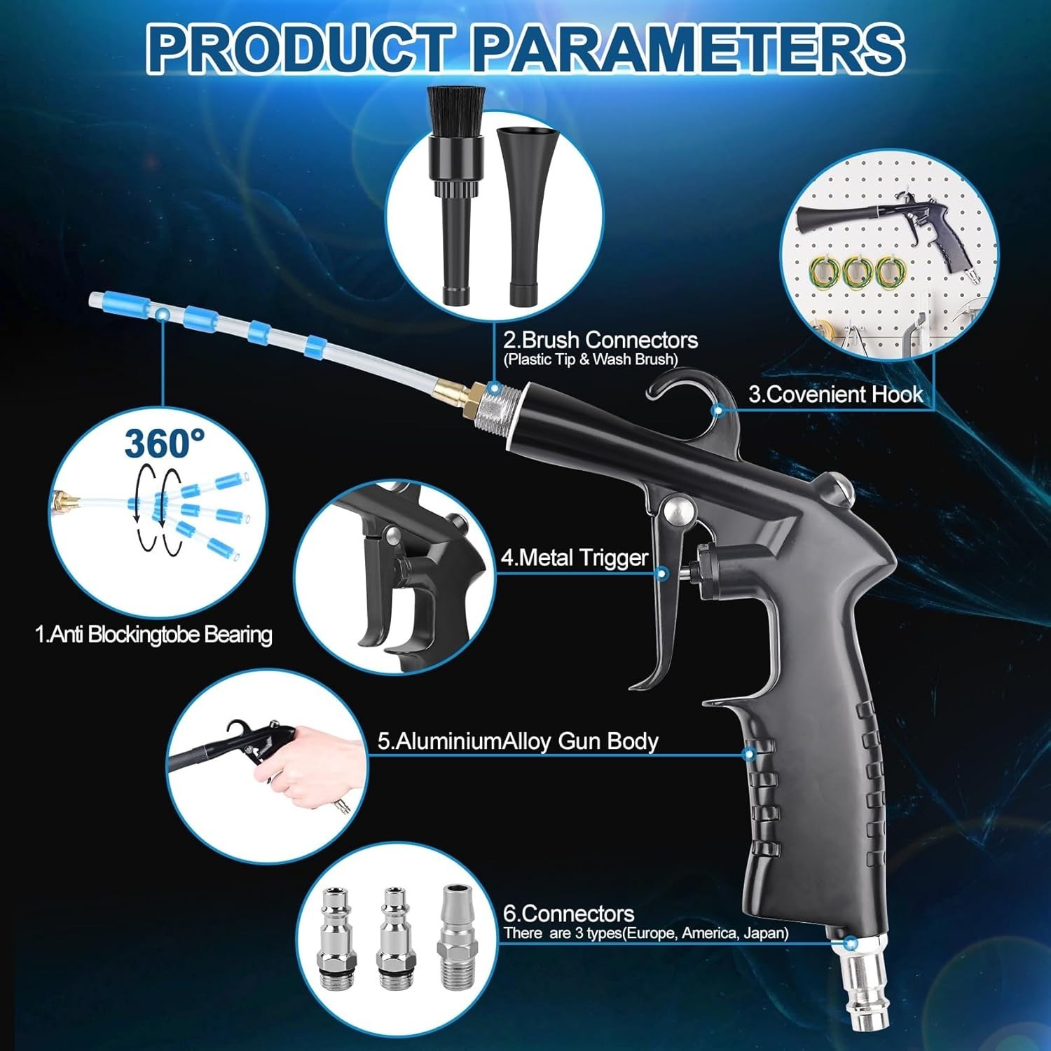 Professional High-Pressure Car Cleaning Gun with 360Â° Swivel & Attachments