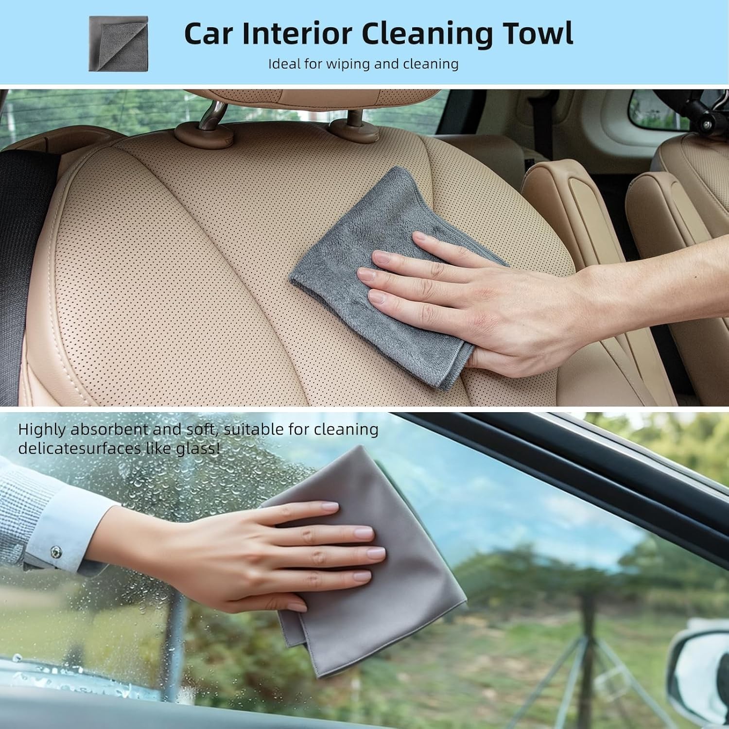 9-Piece Car Interior Detailing Kit with Brushes, Gel & Microfiber Towel