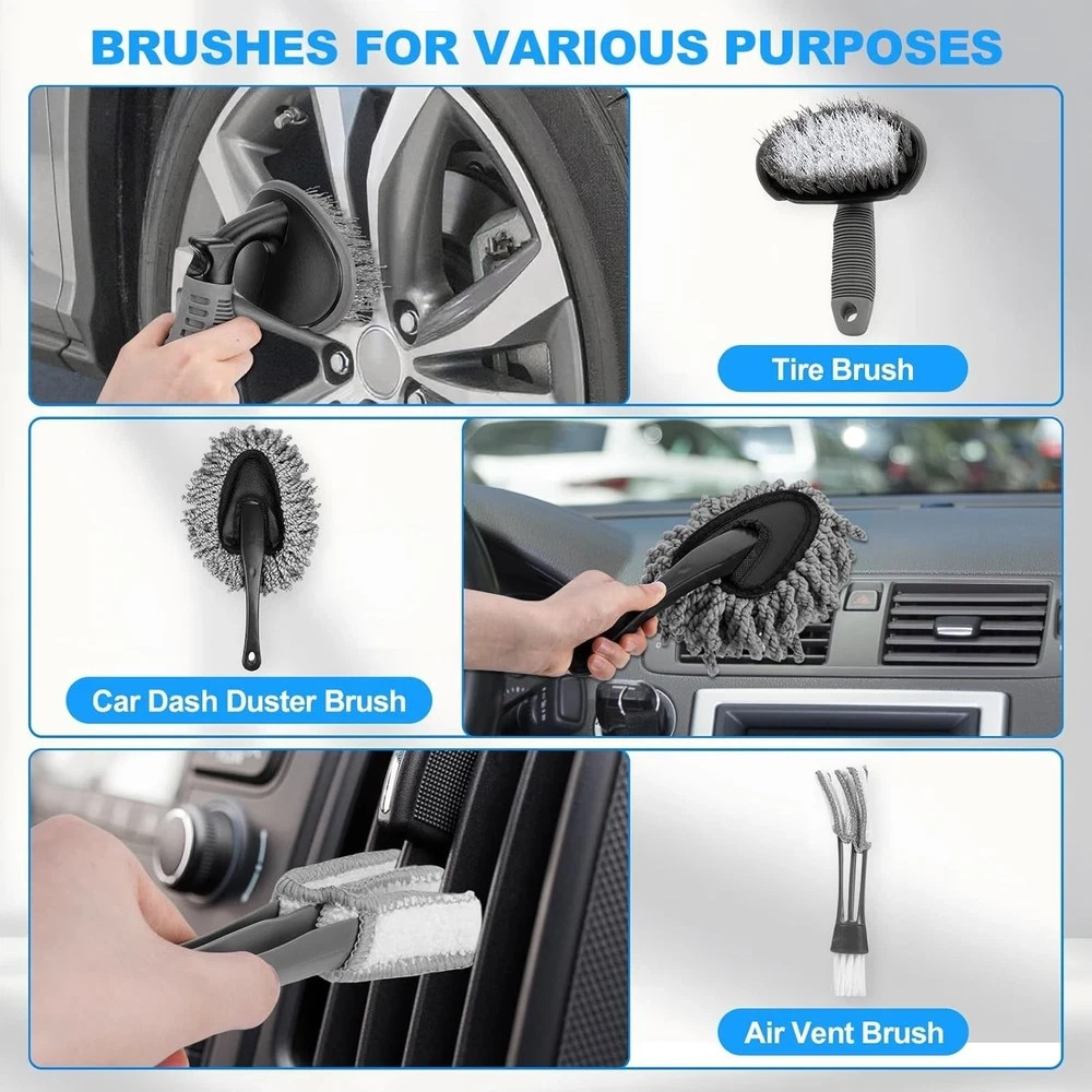 Car Detailing Kit Car Cleaning Brush Set Auto Interior Exterior Tools