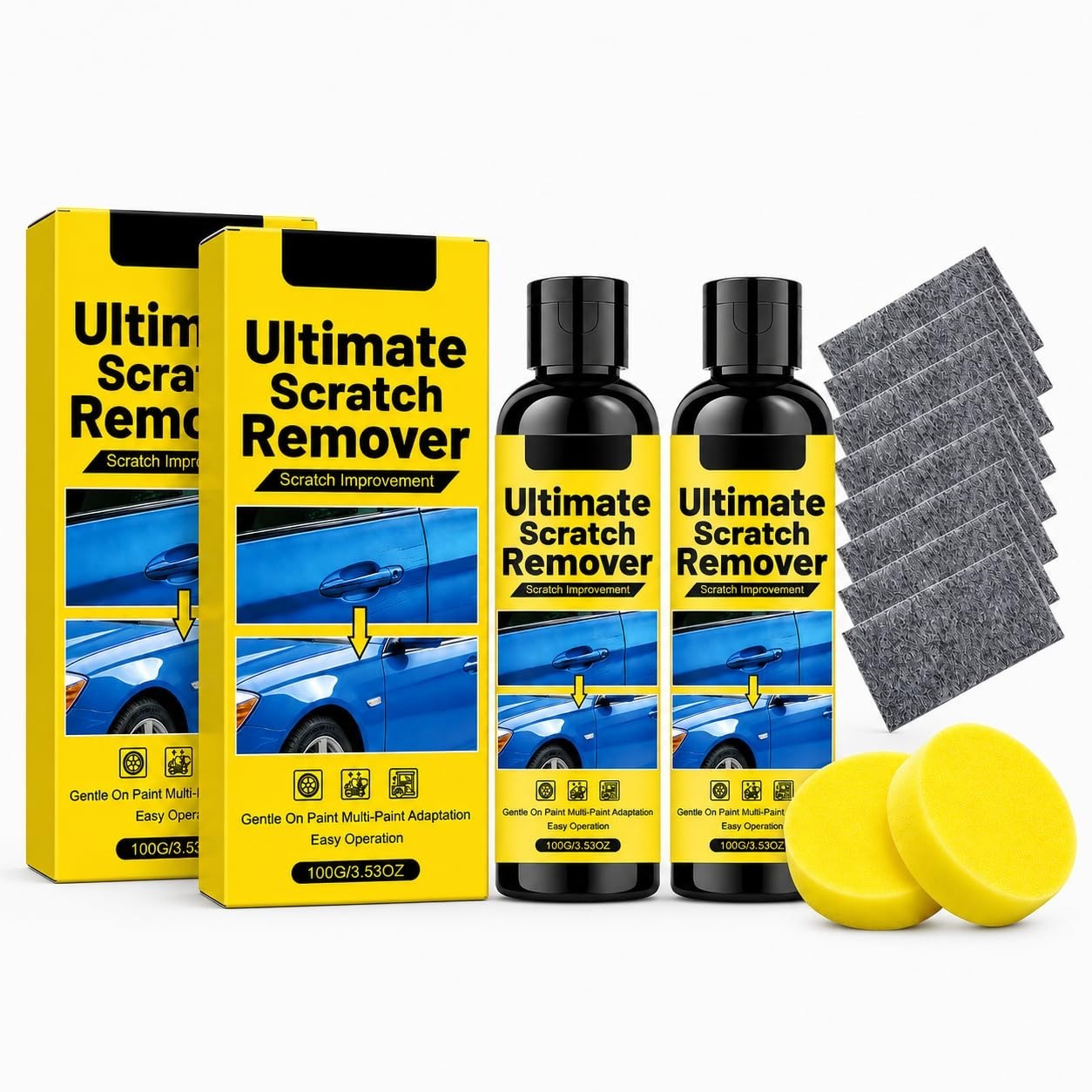 2Pack Car Scratch Remover Paste, Quick Fix for Deep Scratches, Nano Polishing Cl