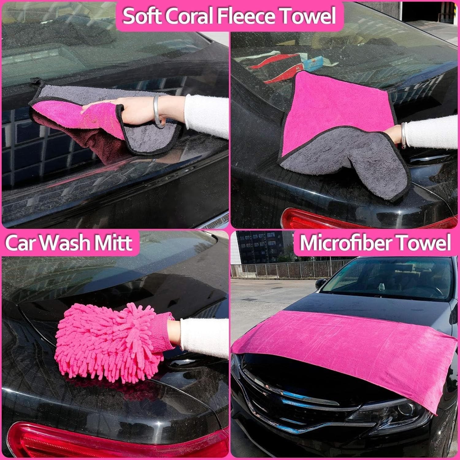 17-Piece Pink Car Cleaning Kit – Accessories for Small & Medium Vehicles