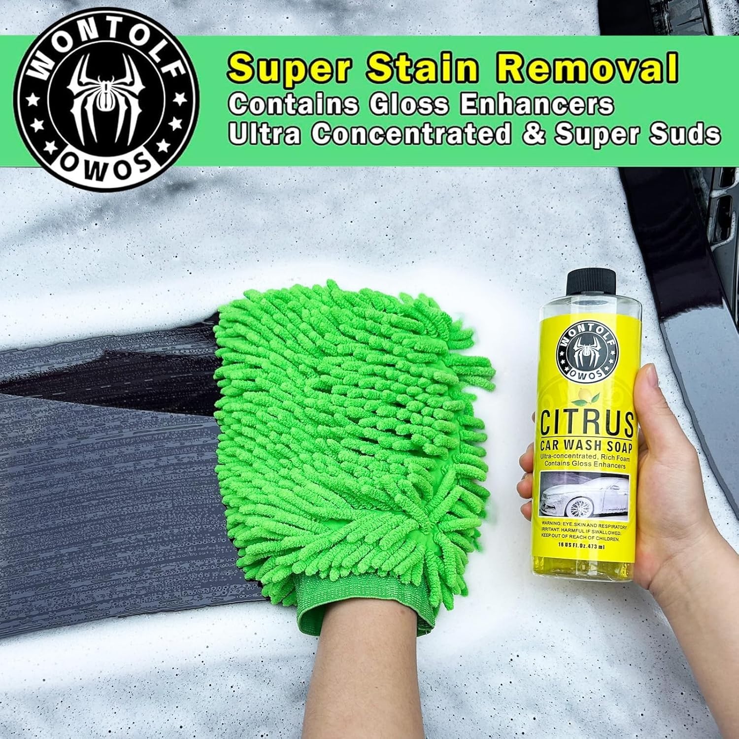 All-in-One Car Wash Kit – Citrus Soap, Interior Cleaner & Wheel Brush