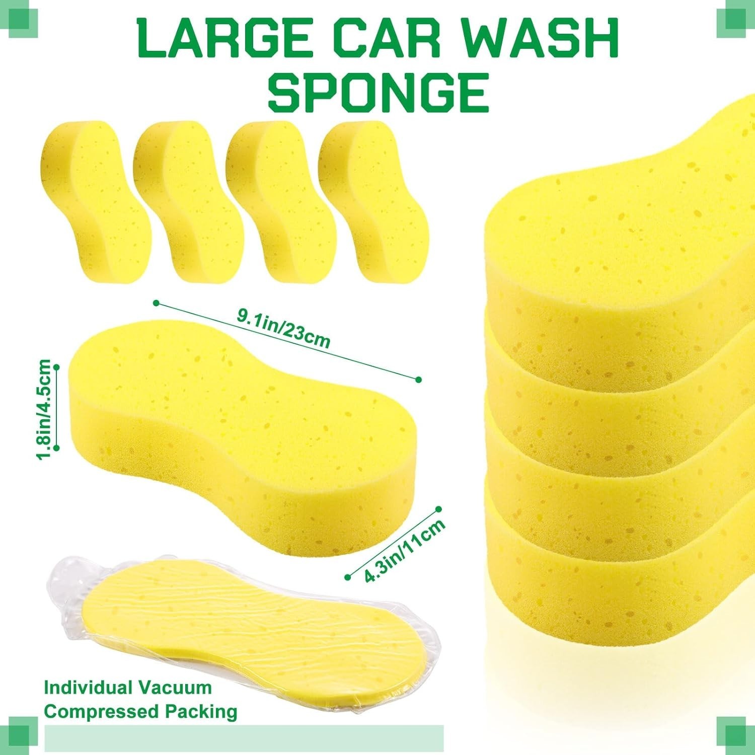 Bulk 60 Bright Yellow Multi Purpose Sponges for Car Cleaning Households and More