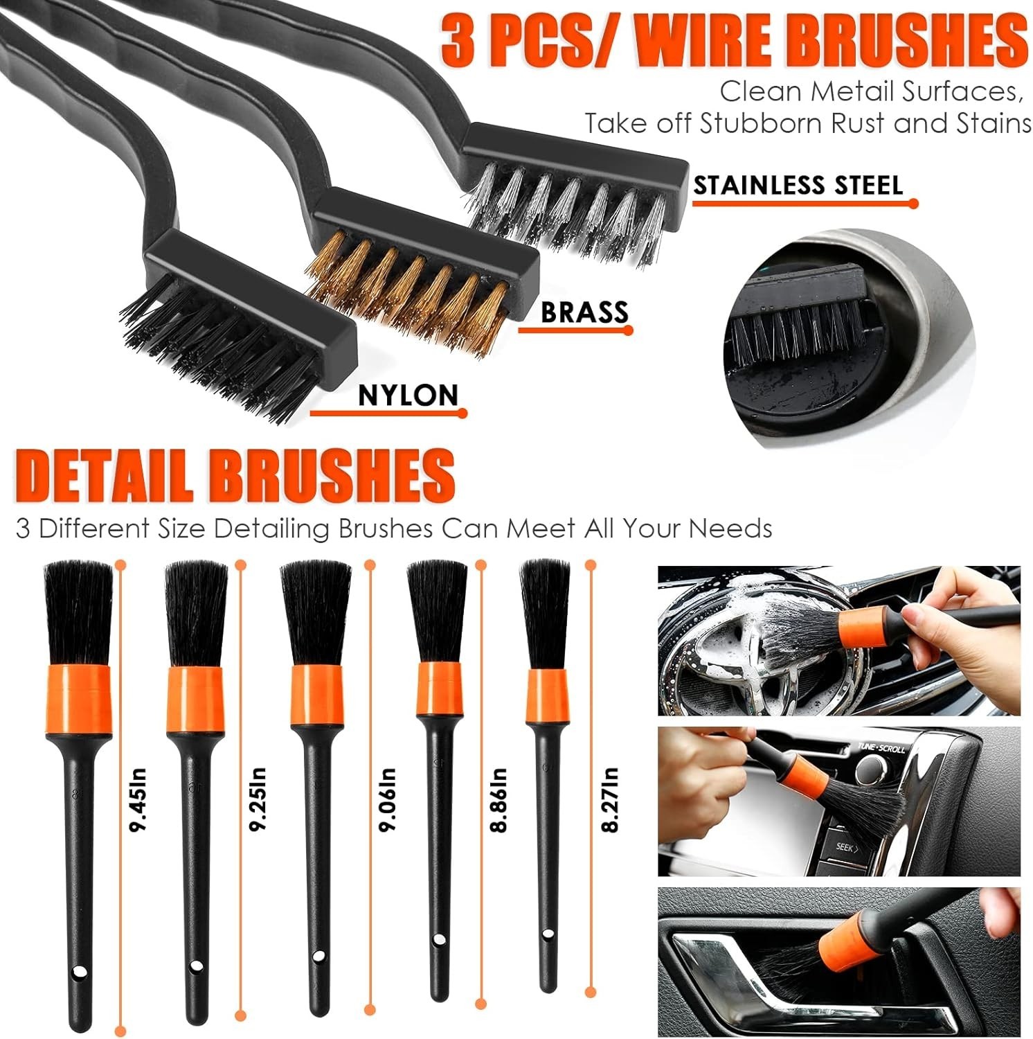 20PCS Car Cleaning Kit with High Power Vacuum & Drill Brush Set – Deep Clean