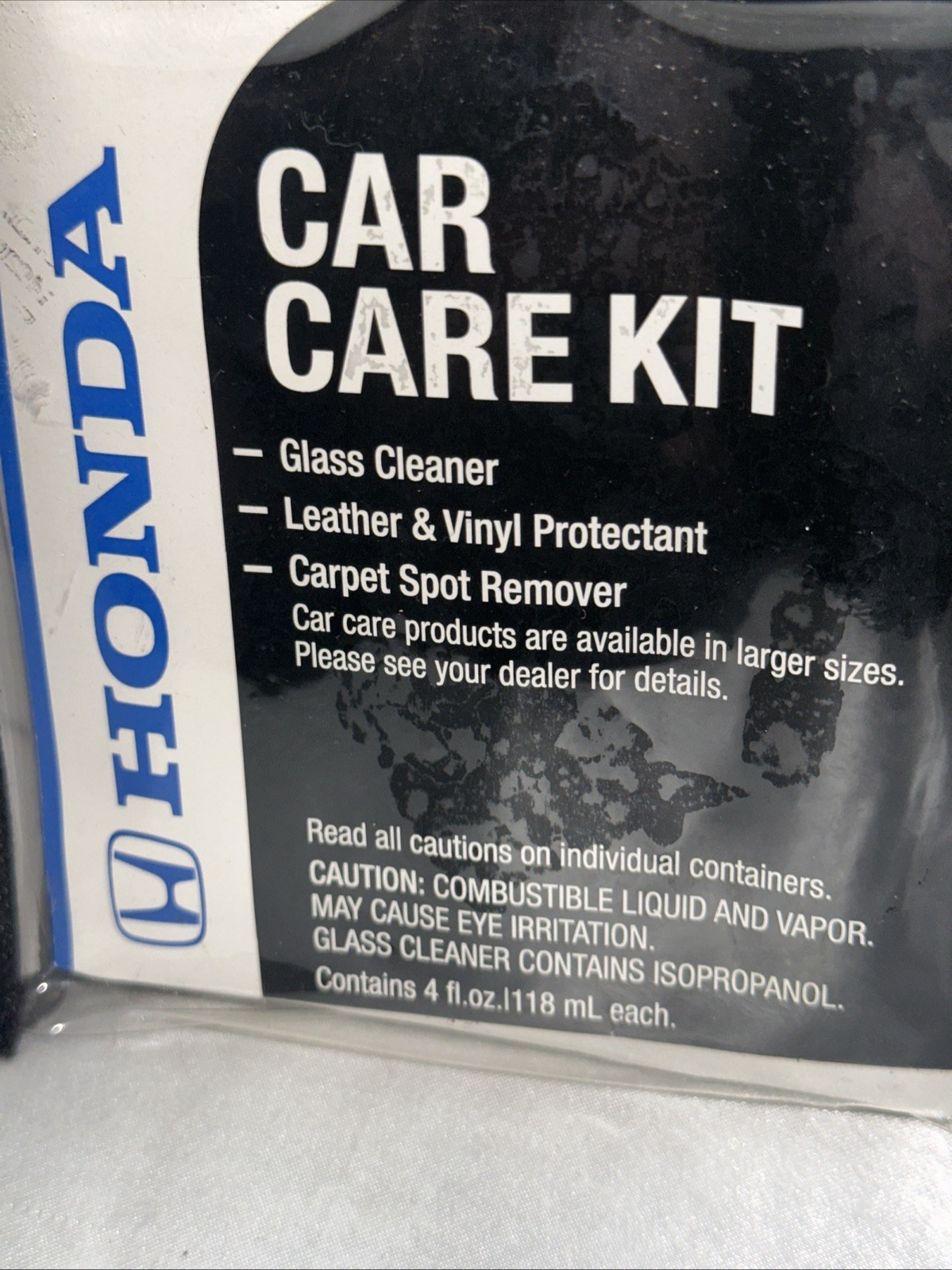 Genuine Honda Car Care Kit 08700-9211 Clear Storage Bag Glass Leather Carpet