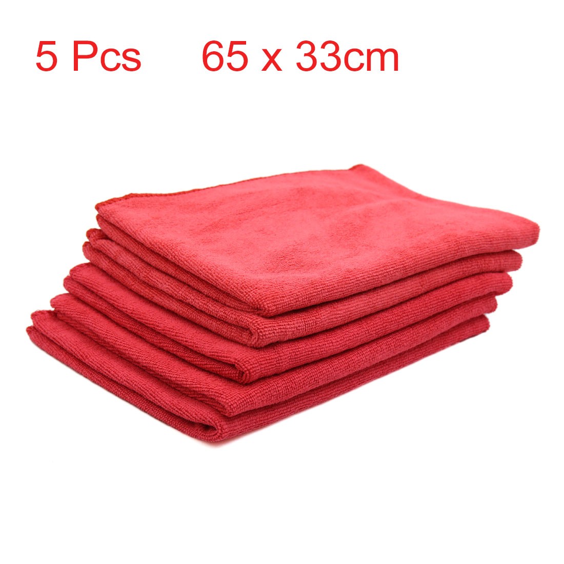 5pcs 65 x 33cm 250GSM Soft Microfiber Towel Cleaning Cloths for Car Washing Red
