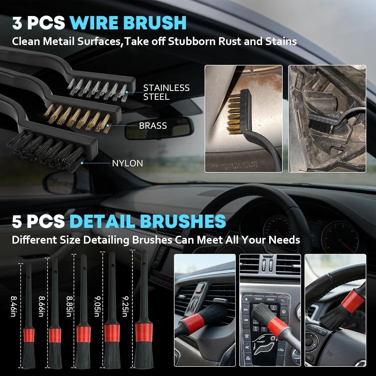 Complete Auto Detailing Kit with Powerful 10000Pa Vacuum Cleaner & Pro Brushes