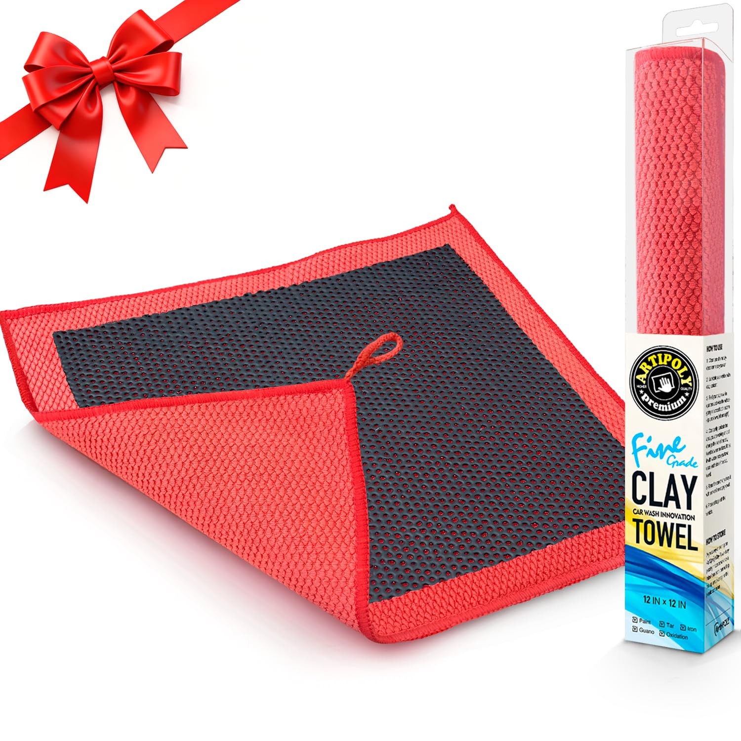ARTIPOLY Clay Decontamination Towel – Professional Detail Products Small, Red
