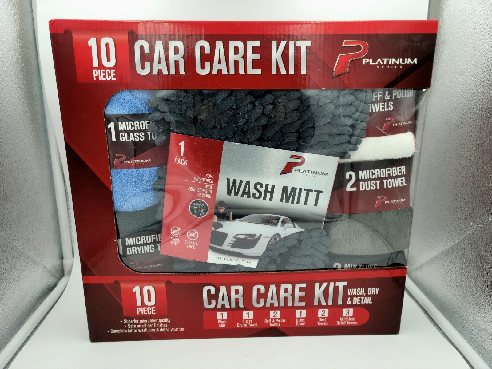 Platinum Series 10 Piece Car Care Kit Wash Dry & Detail Your Car Microfiber NEW