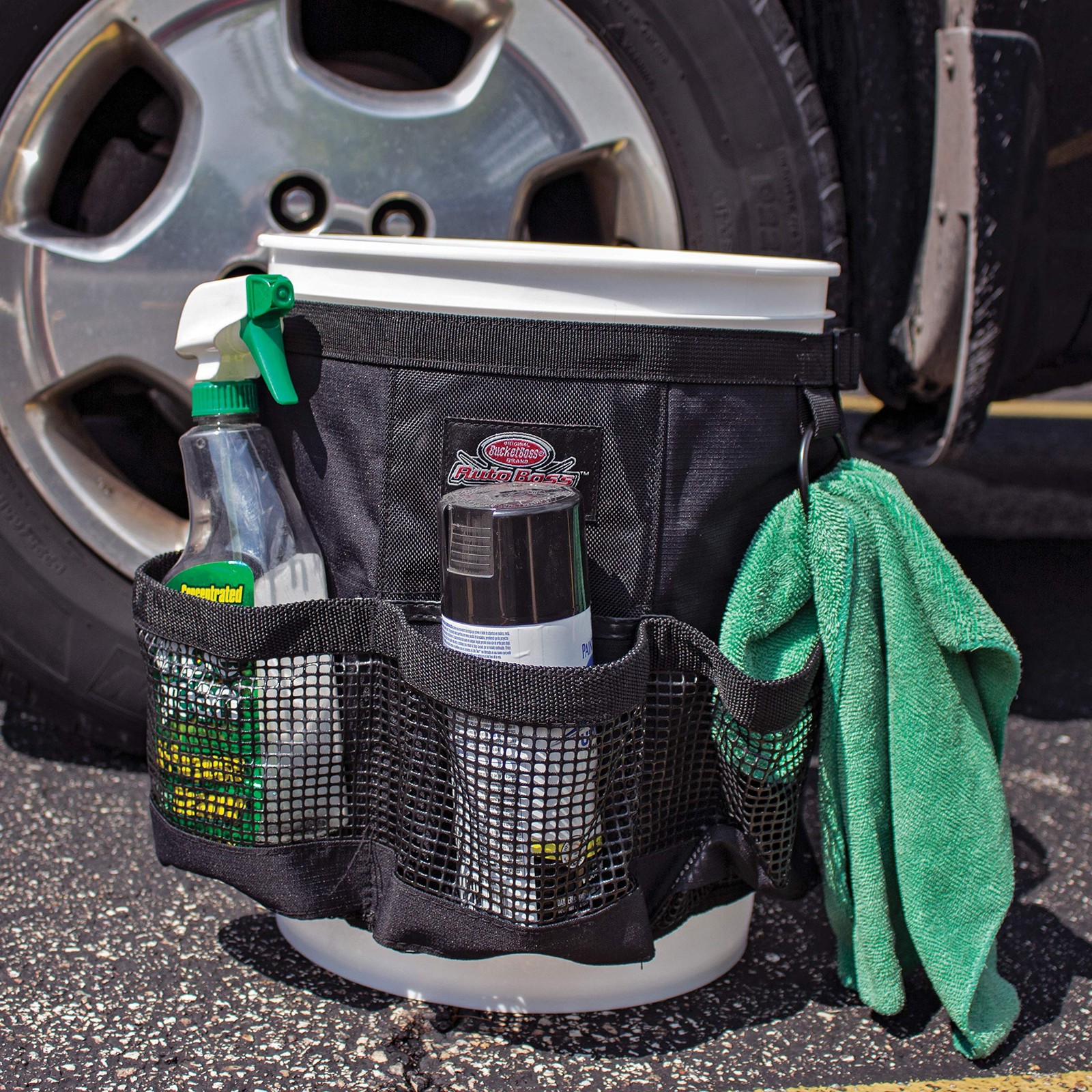 Bucket Boss Auto Wash Organizer for a 5 Gallon Bucket, with Black