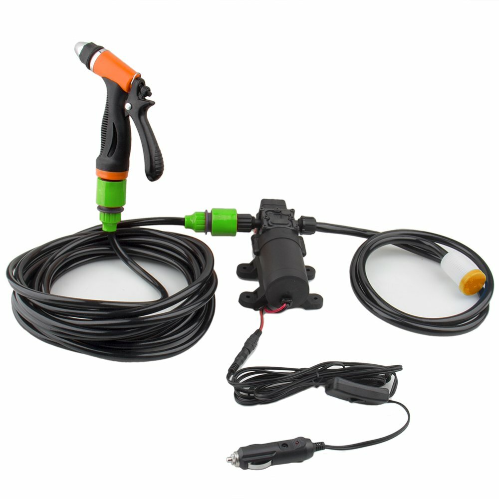 12V 80W Portable130 PSI High Pressure Car Electric Washer Hose Wash Pump Kit US