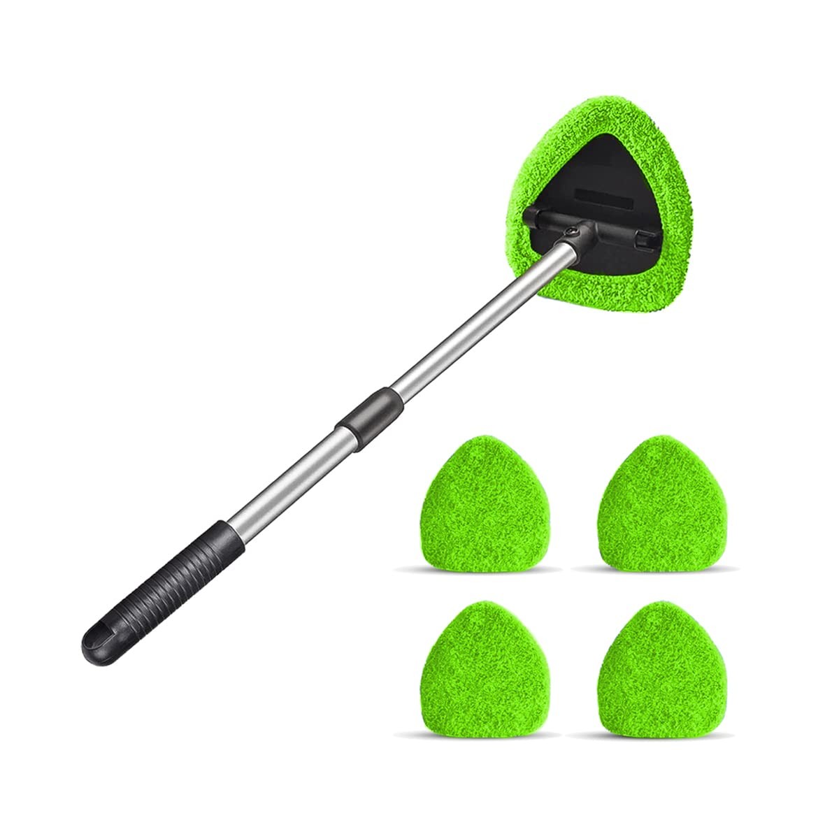 Windshield Cleaning Tool, Car Window Cleaner with 4 Washable Reusable Green