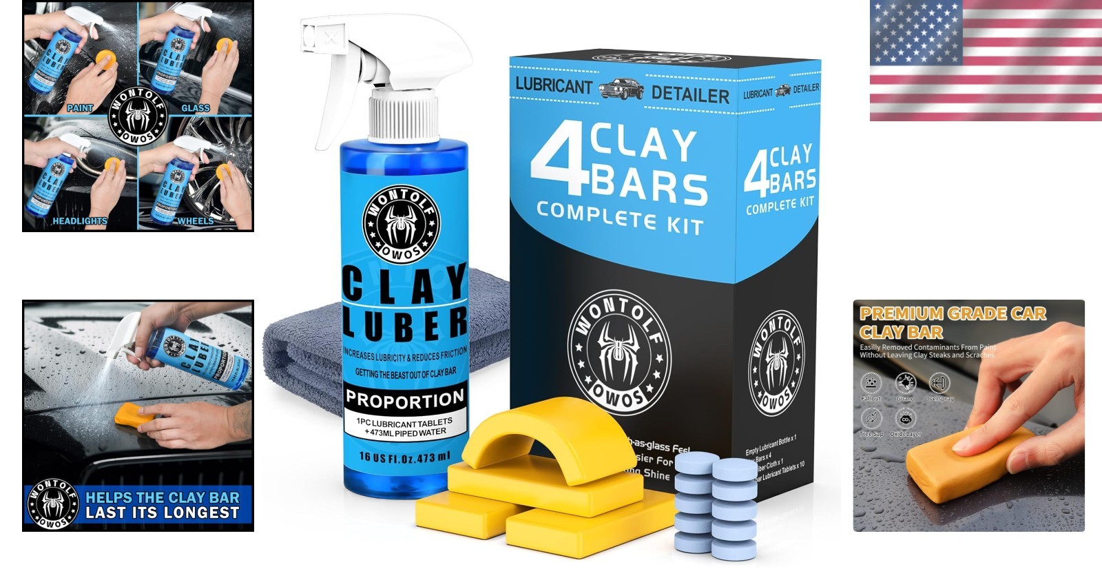 Clay Bar Kit, Complete Clay Bars Auto Detailing Clay Luber Lubricant Car Wash…