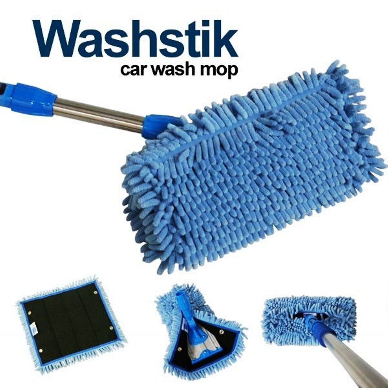 Car Truck RV Boat Washstik Microfiber Mop Wash Stik Kit Telescopic Pole w/ Cover