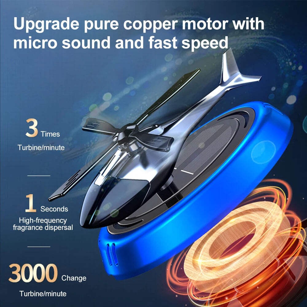 Solar Powered Rotation Helicopter Aromatherapy Car Air Freshener Alloy ABS SUV