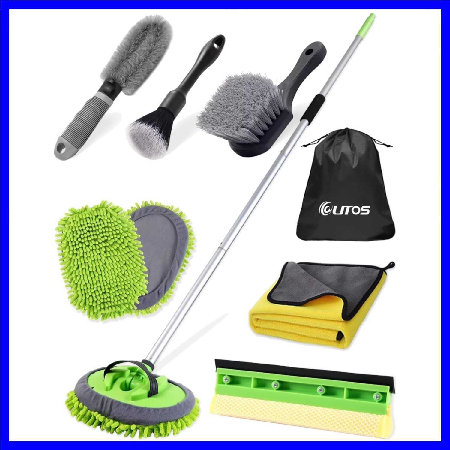 8Pcs Car Wash Kit, 62’’ Car Wash Brush with Long Handle, Microfiber Carwash K…