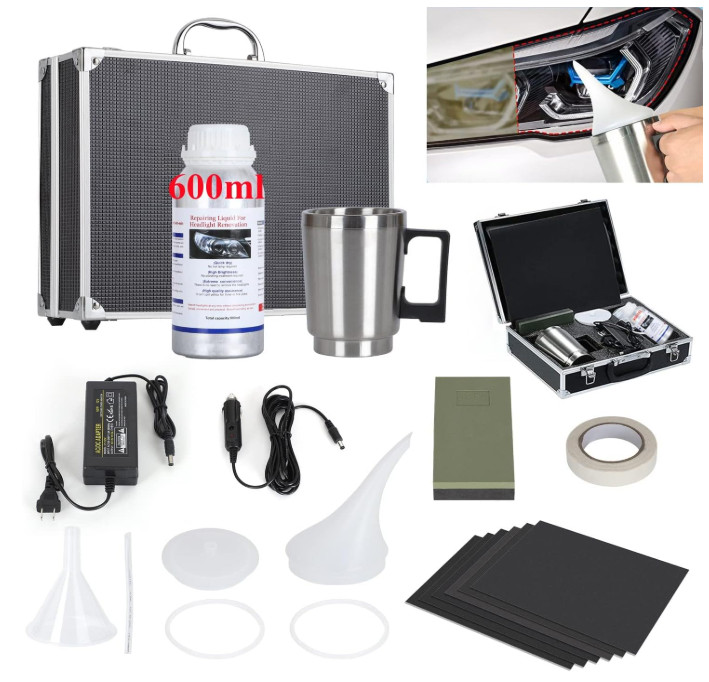 Kit Restauración Faros Auto 600ML Pulidor Elimina Amarilleo Rayones Opacidad