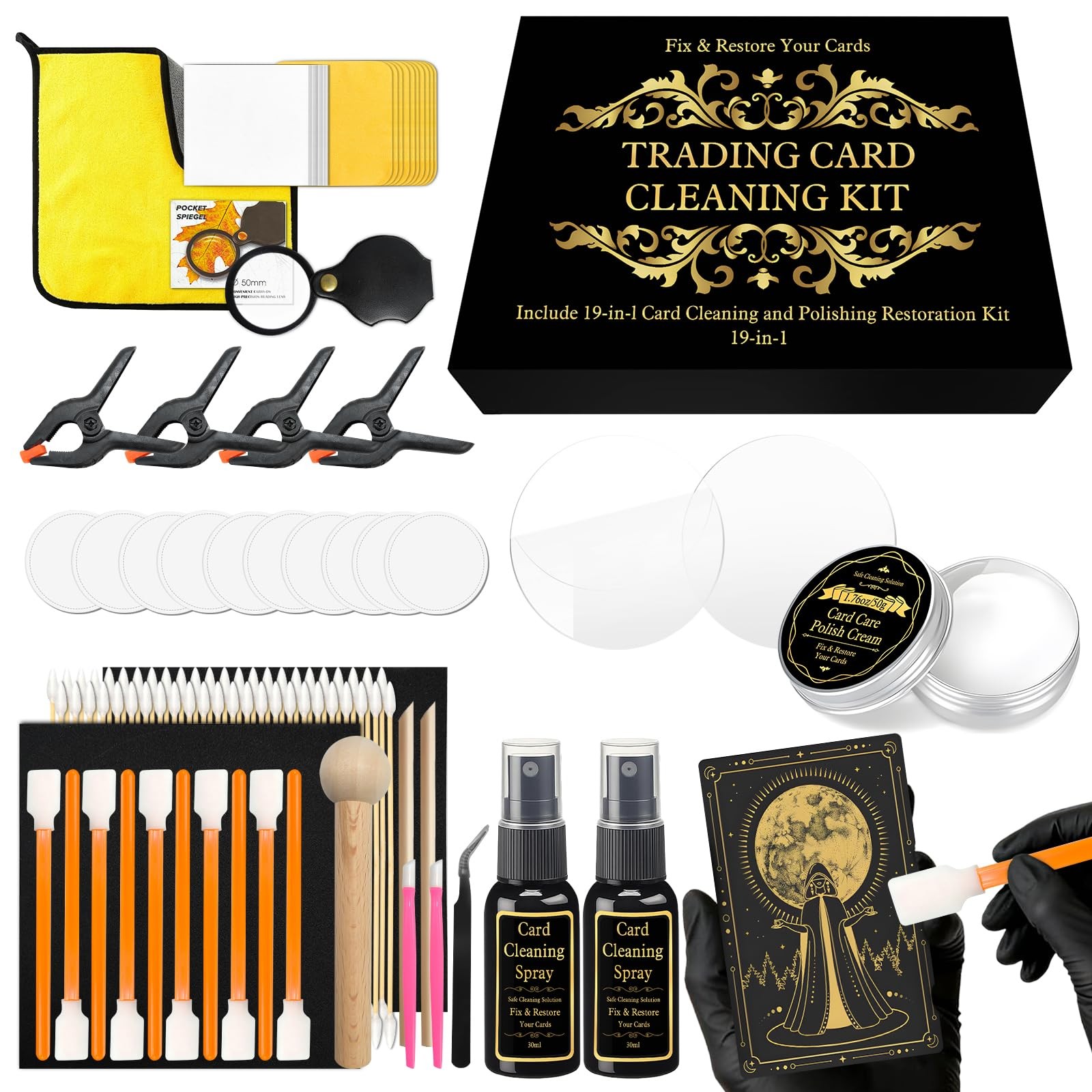 272 Pcs Card Care Clean Kit,Trading Card Cleaning Kit with Fixing Jig and EVA…