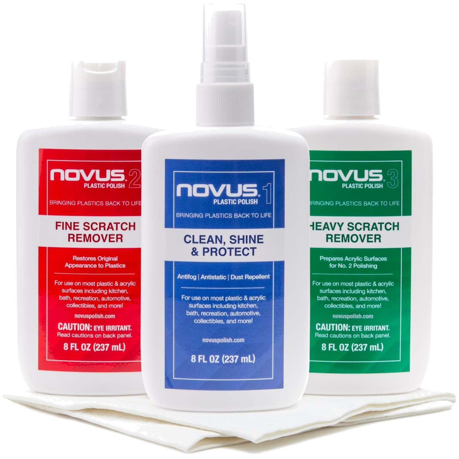 Restore & Shine: 3-Step Plastic Care Kit with Scratch Removers – 8 Ounce Bottles