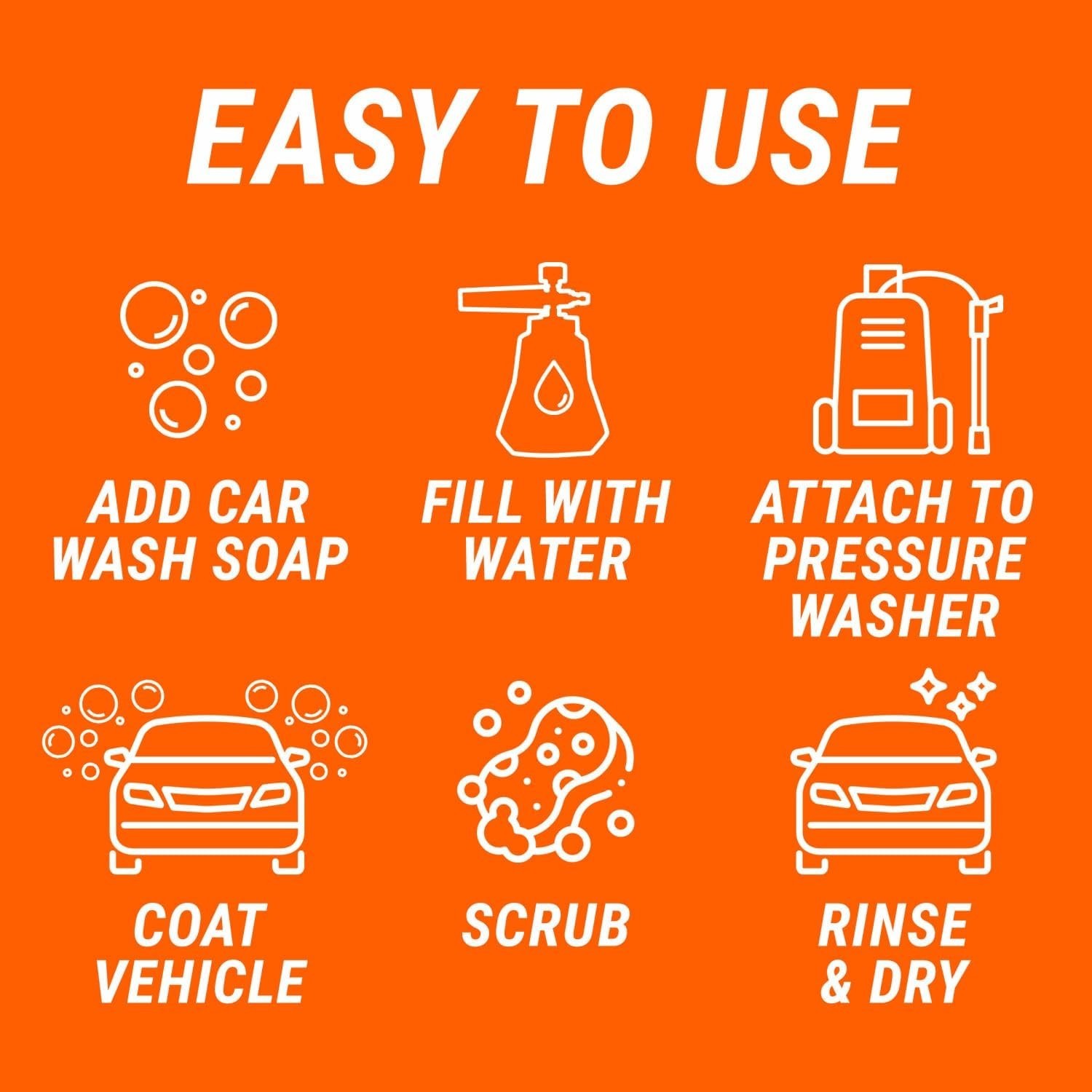 2-in-1 Foam Cannon Kit – Car Wash & Detail Cleaning Kit for Power Washers, Ga…
