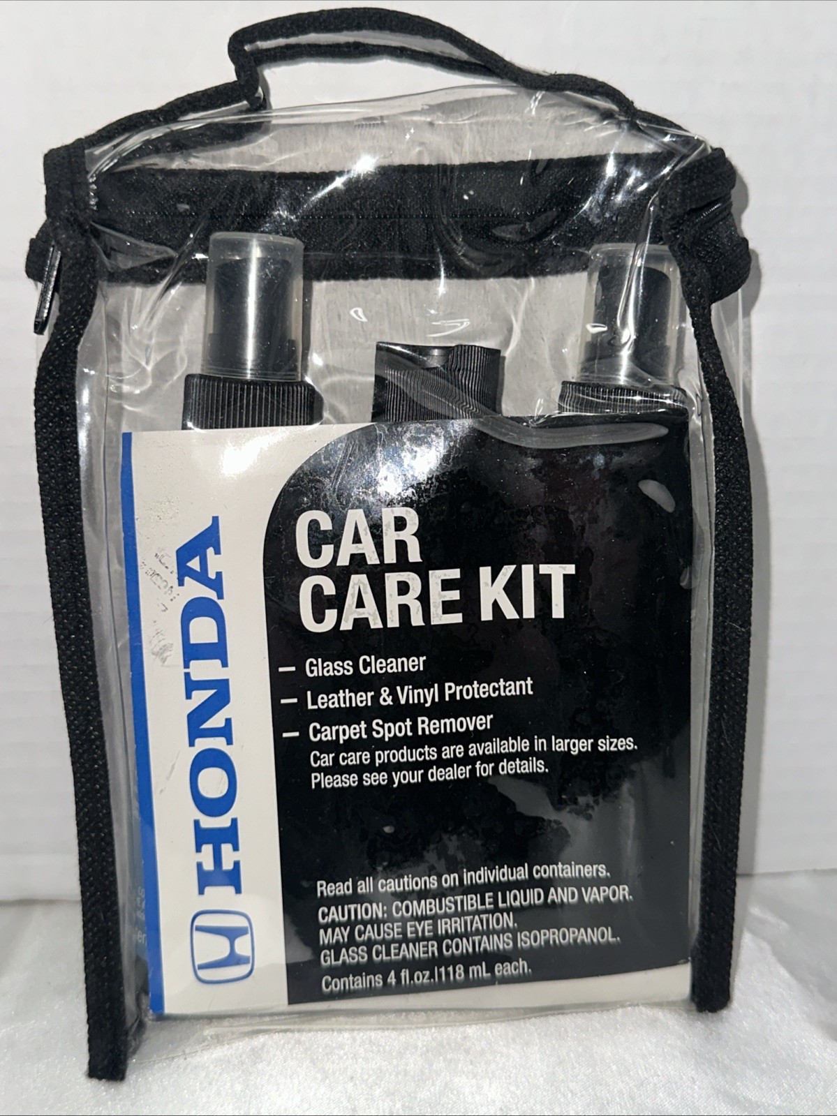 Genuine Honda Car Care Kit 08700-9211 Clear Storage Bag Glass Leather Carpet