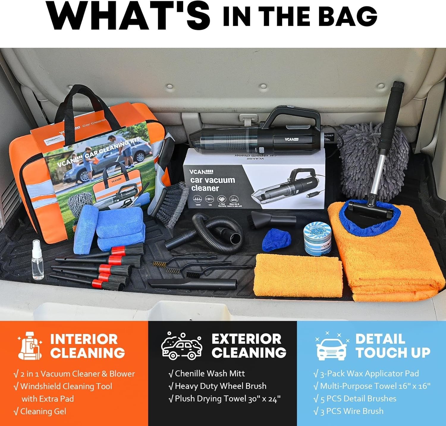 Car Cleaning kit, Car Interior Detailing kit with 10000pa Car Vacuum Cleaner,…