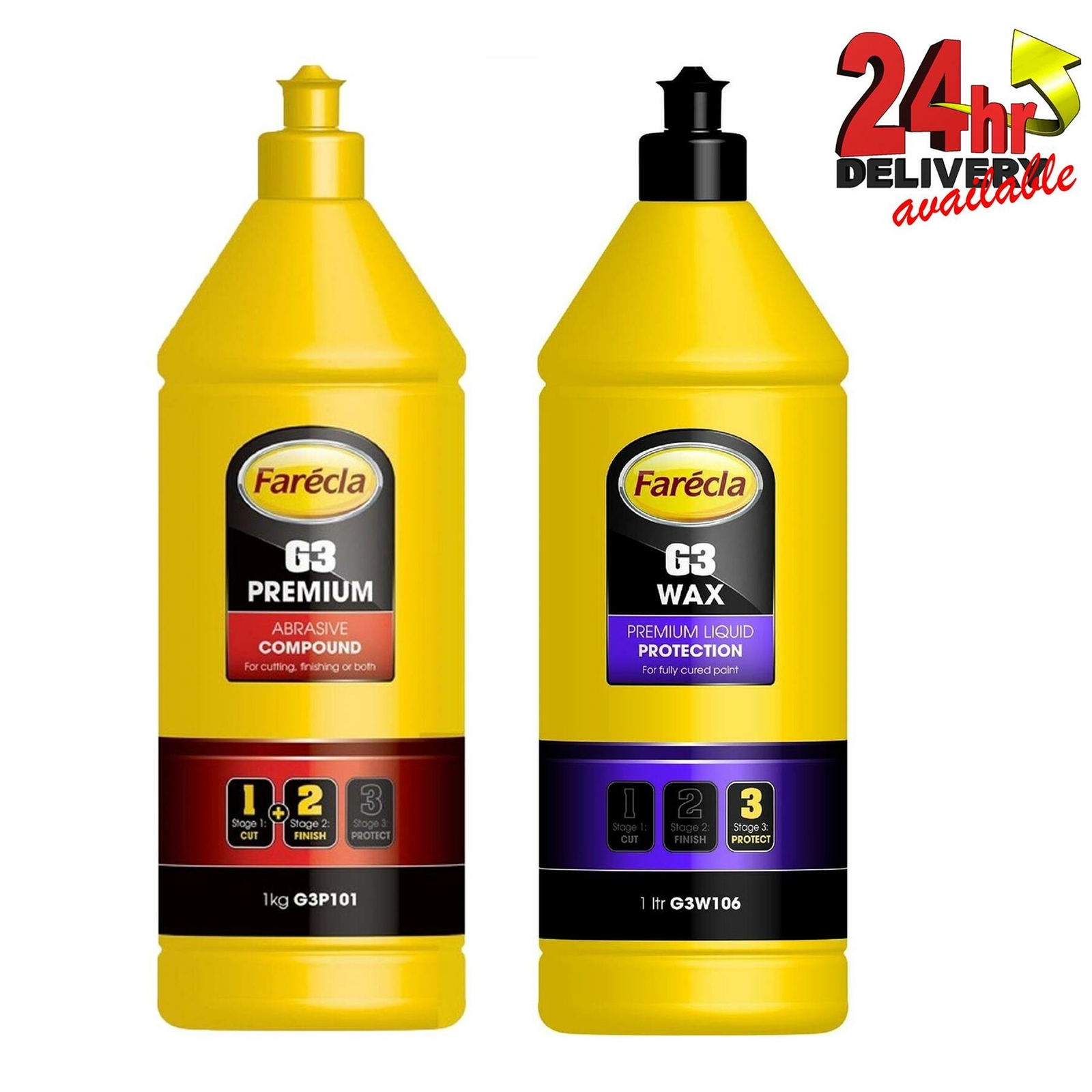 Farecla G3 Premium Abrasive Cutting Compound 1Kg + G3 Wax Top 1L Detailing Kit