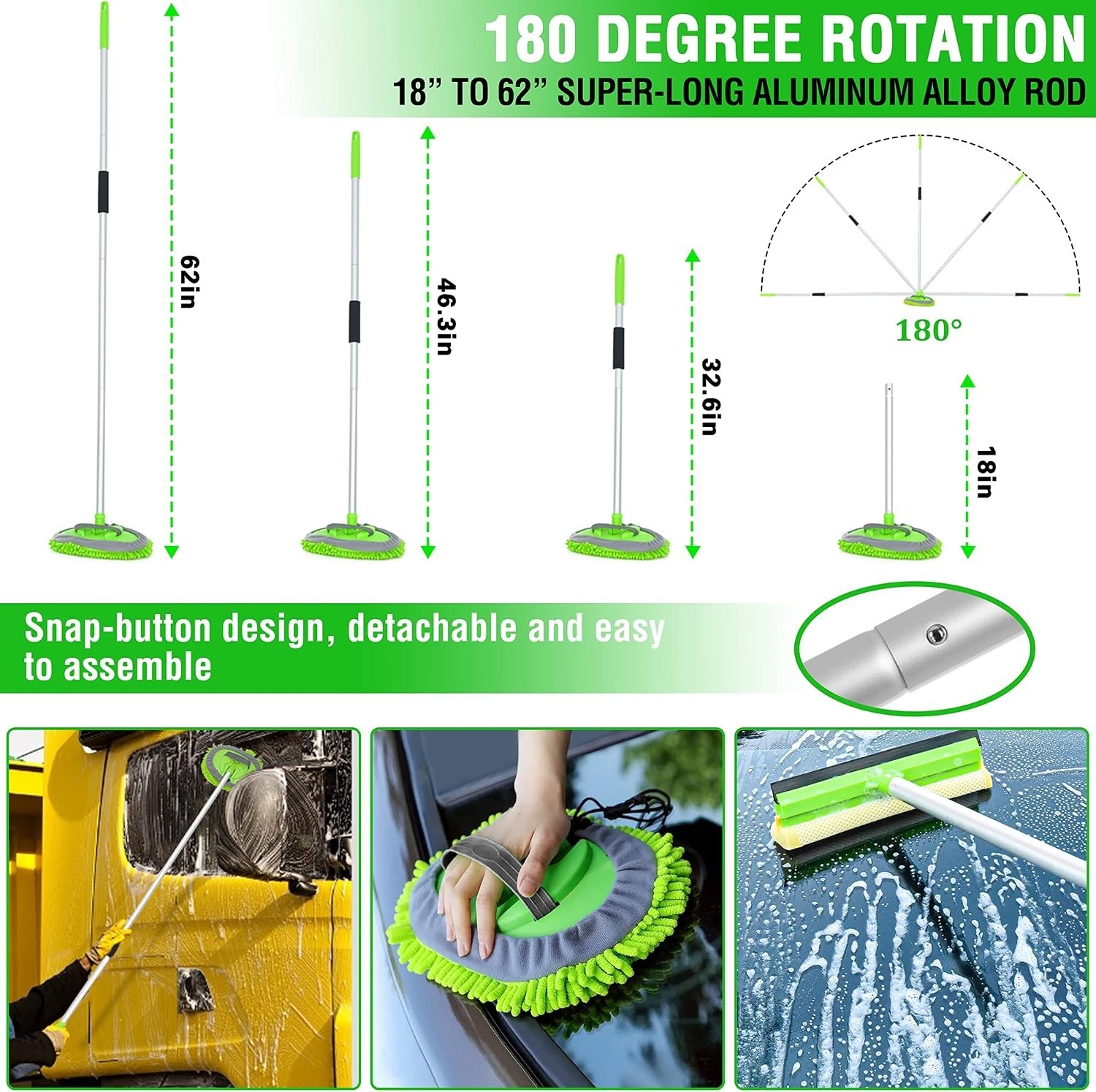 17Pcs Car Wash & Detailing Kit with 62” Mop & Eco-Friendly Tools