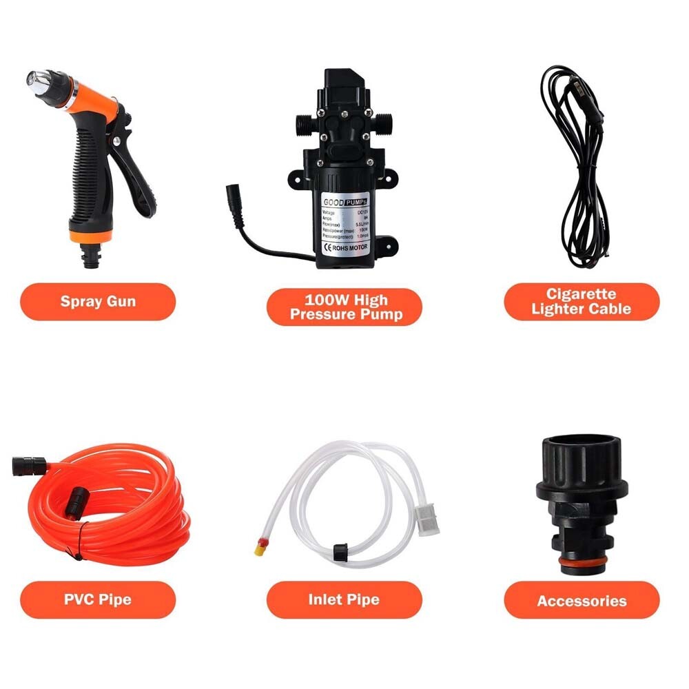 12V Car Wash Machine Cleaner Electric Water Pump Pressure Washer Gun Device Tool