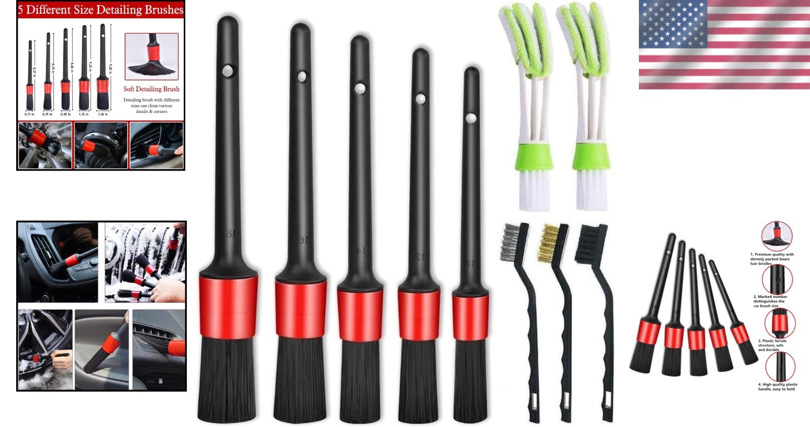 Auto Detailing Essentials: 11 Pcs Soft Brush Set for Leather and Glass Cleaning