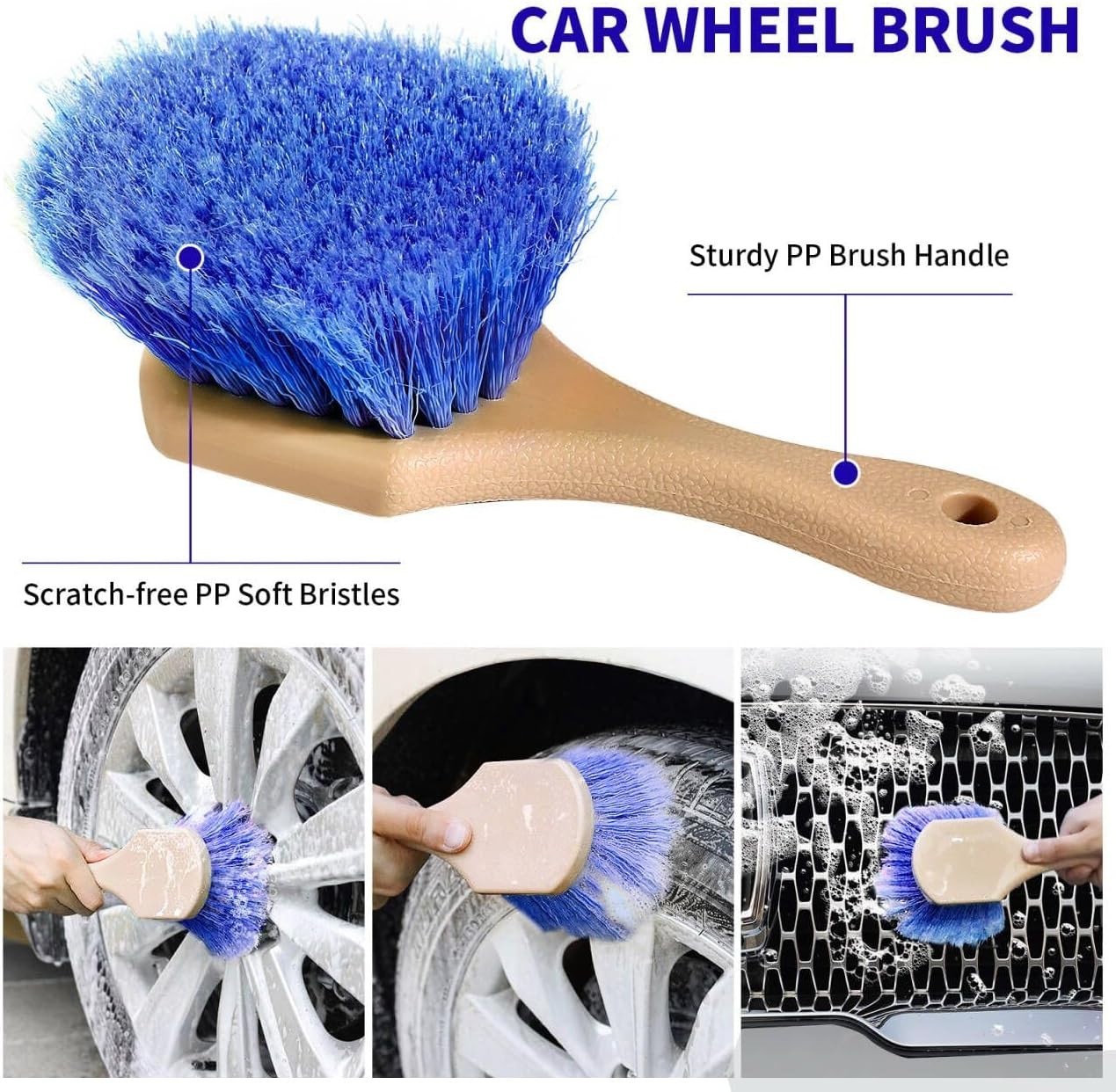 Complete Car Cleaning Kit: 62” Long Handle Brush, Squeegee & Microfiber Towels