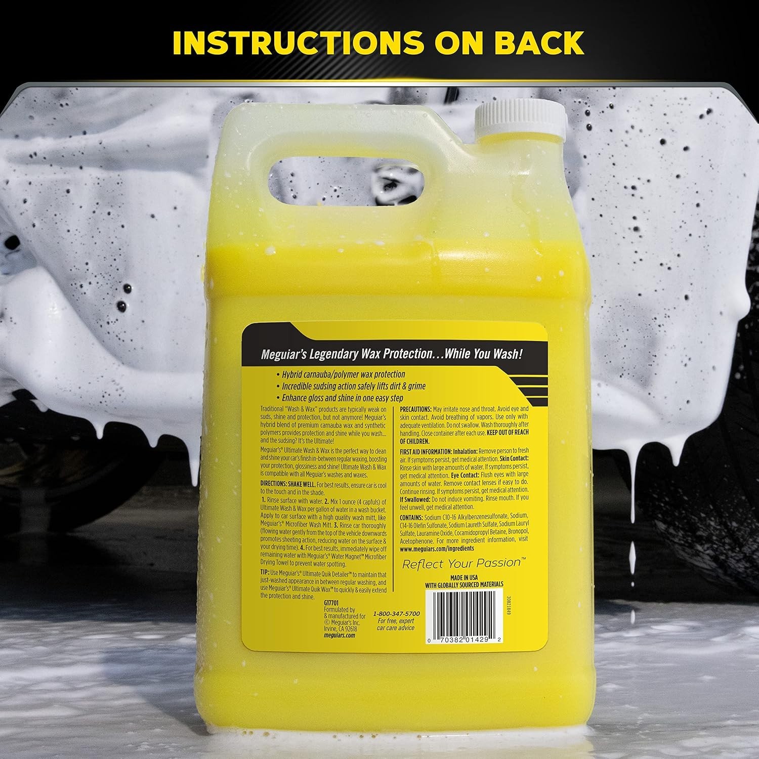 Ultimate Wash and Wax, Car Wash Soap and Wax Cleans & Shines in One Step, Shi…