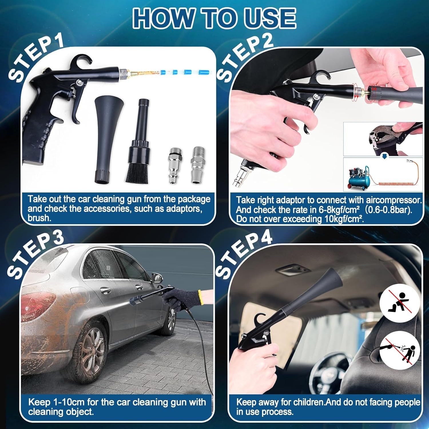 Professional High-Pressure Car Cleaning Gun with 360Â° Swivel & Attachments