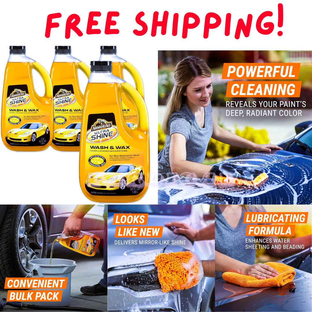 Armor All Ultra Shine Car Wash and Wax, Cleaning for Cars, Truck, Motors, 4-Pack