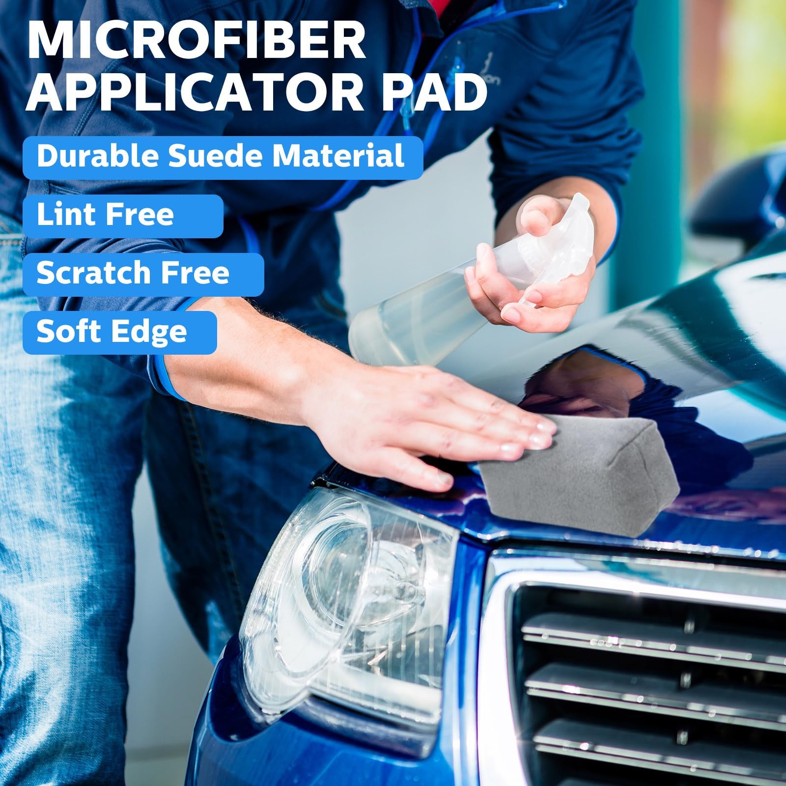 Riakrum 12 Pack Microfiber Applicator Pads 1.57 x 3.15 x inches, Gray