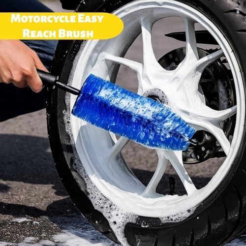 6-Piece Motorcycle Cleaning Brush Kit – Detailing Wash Set with Easy Reach Brush