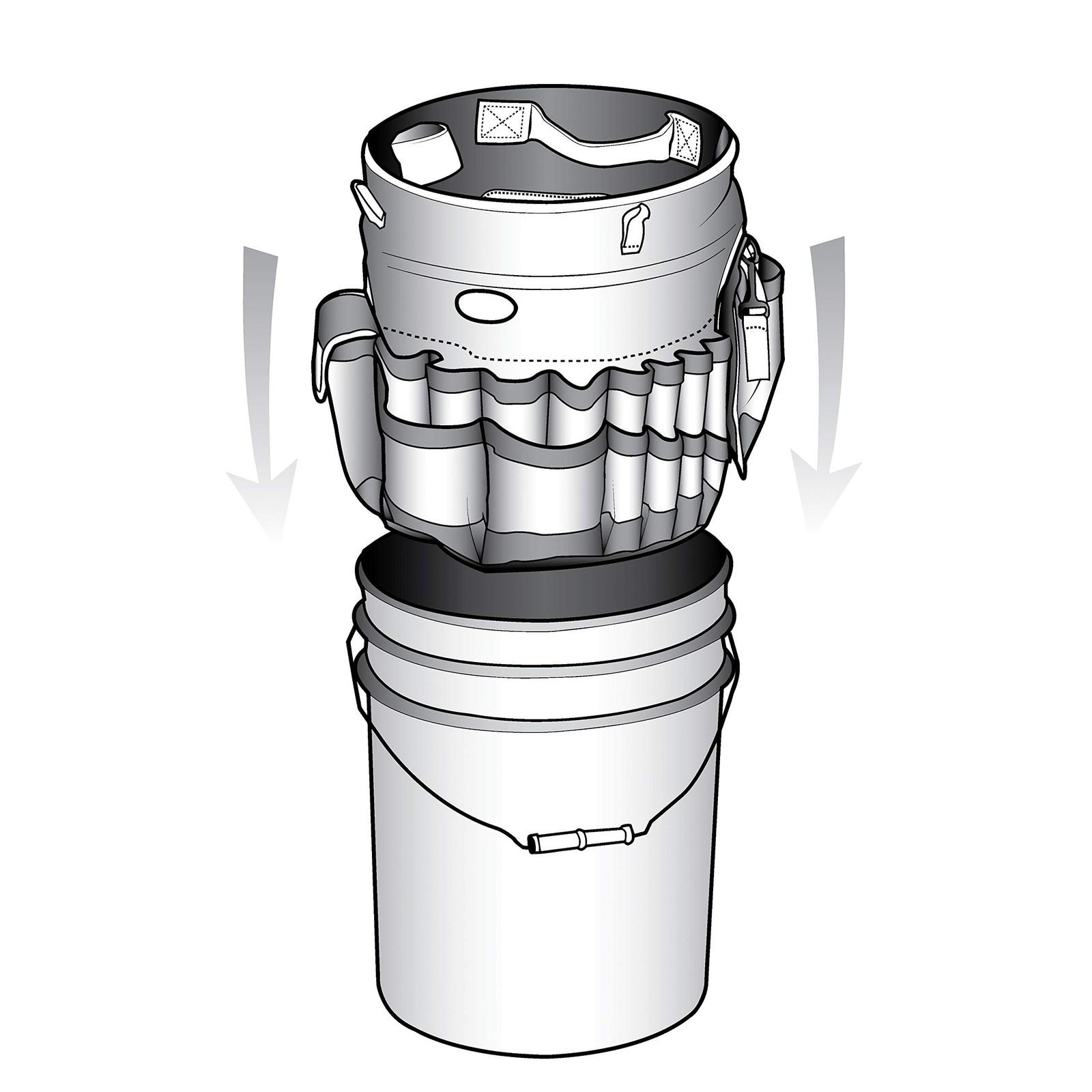 Bucket Boss Auto Wash Organizer for a 5 Gallon Bucket, with Black