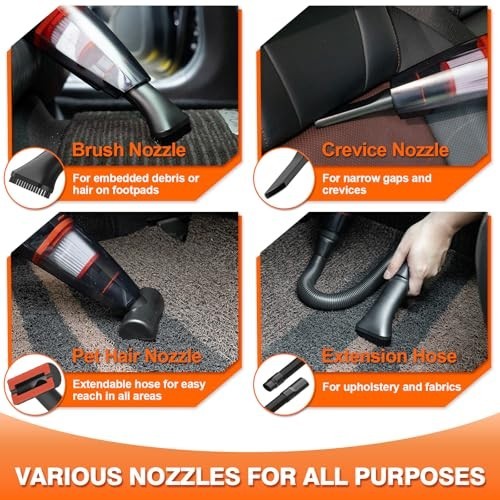 19-Piece Car Cleaning Kit, High Power 12V Vacuum, Detailing Brushes & Gel, Stora