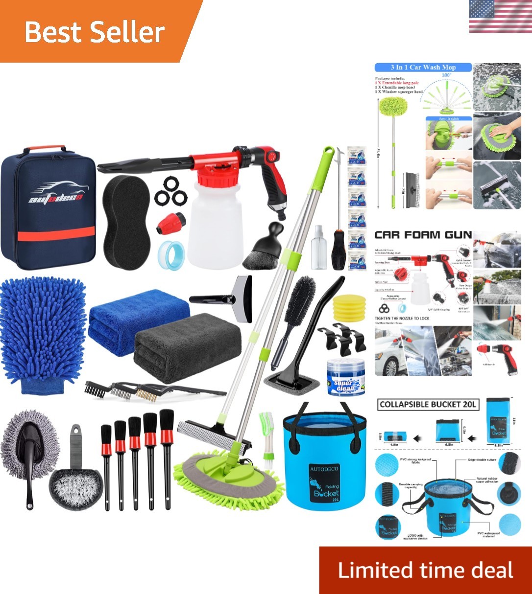 Comprehensive 42-Piece Car Detailing Kit – Interior & Exterior Cleaning Tools