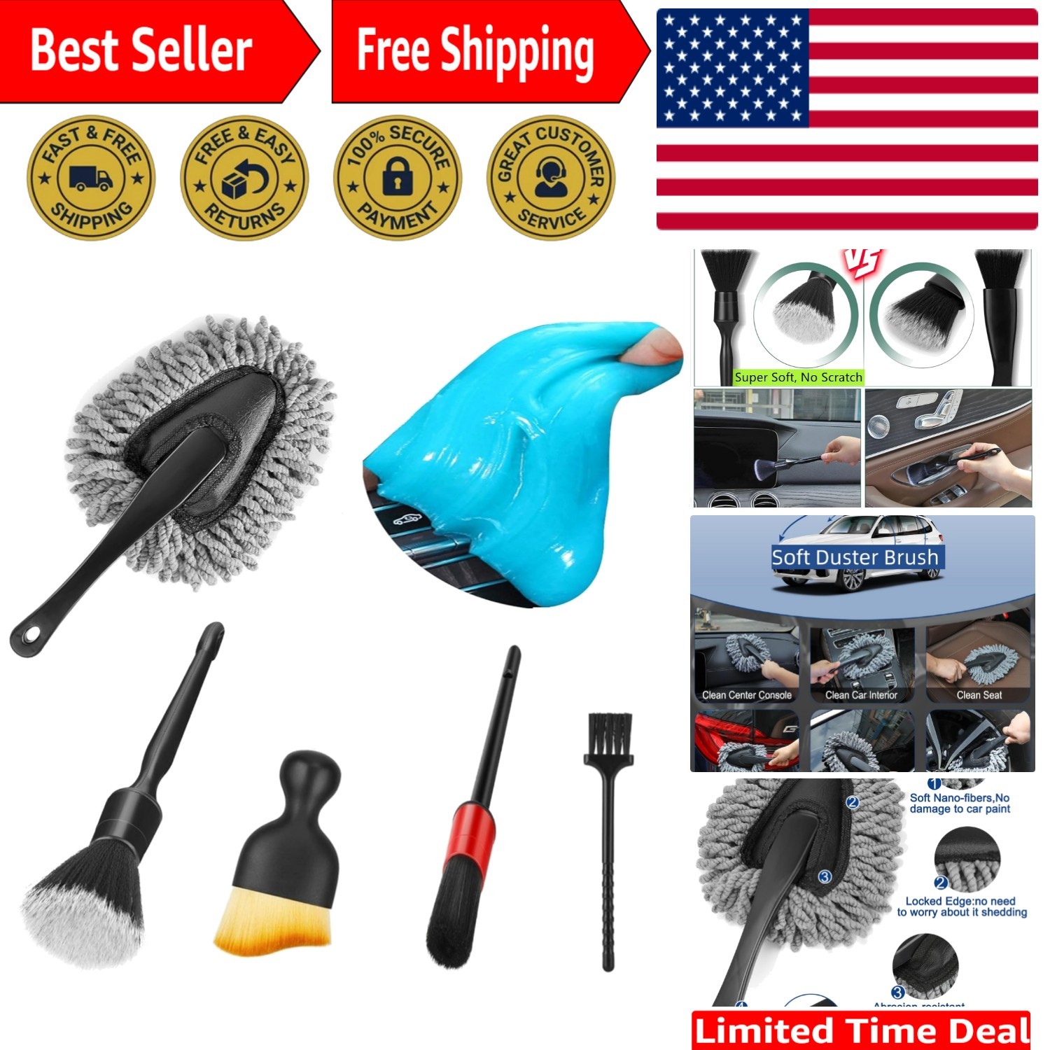 Luxury Car Interior Duster and Detailing Brush Set: Eco-Friendly Essentials