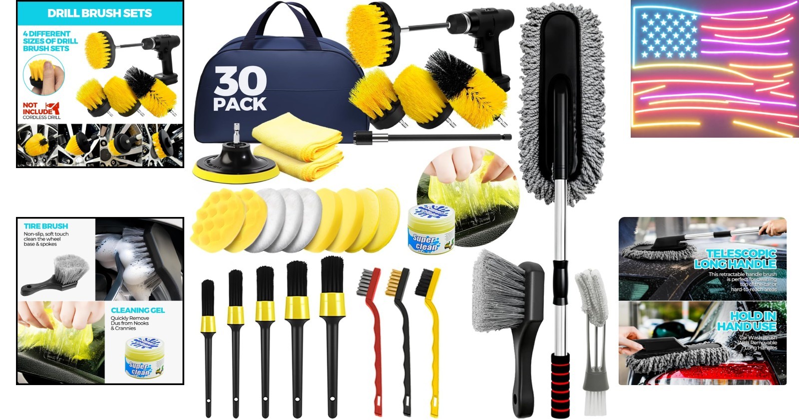 30Pcs Car Detailing Kit, Car Detailing Brush Set, Car Wash Cleaning Kit, Car …