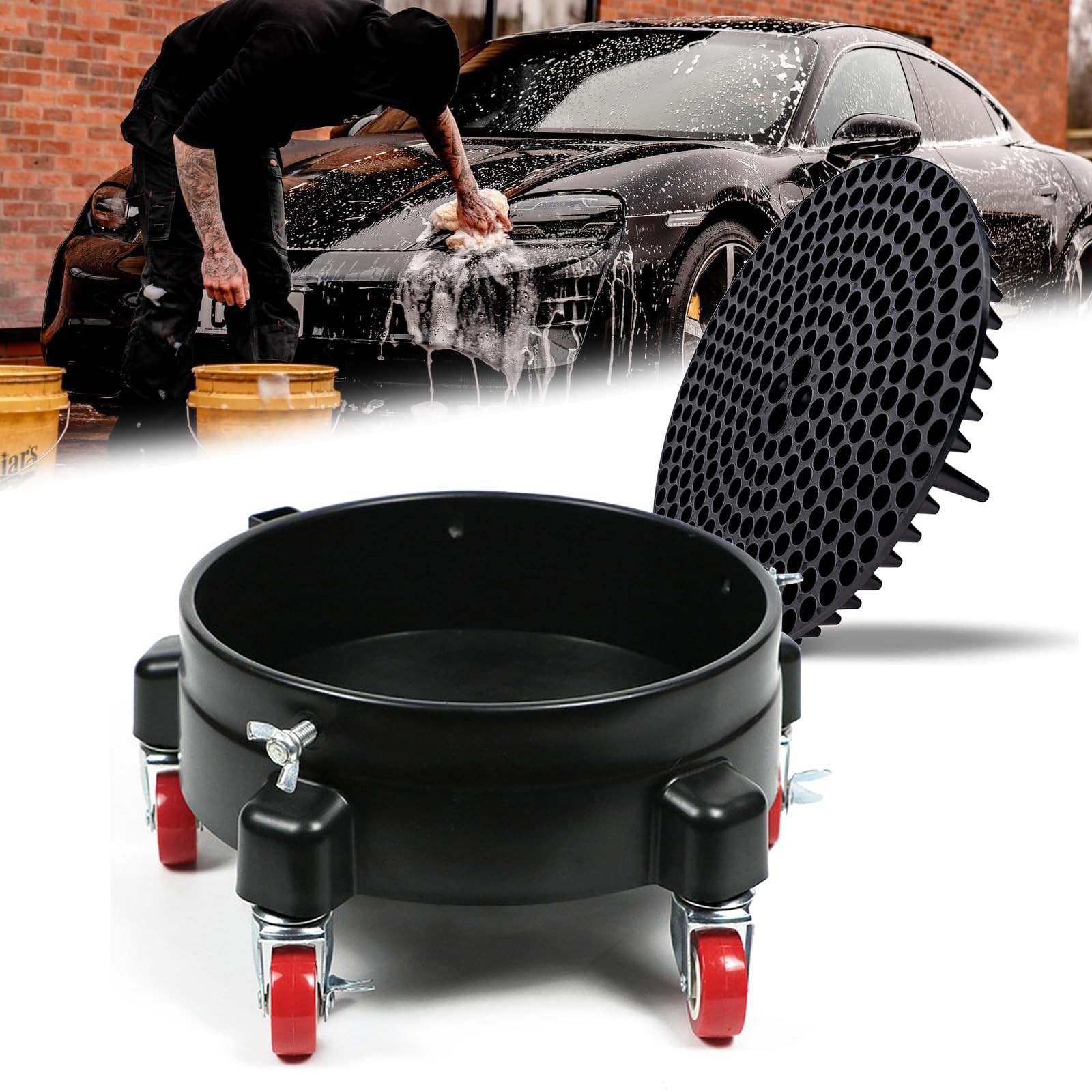 5 Gallon Bucket Dolly with Dirt Guard Black, Black