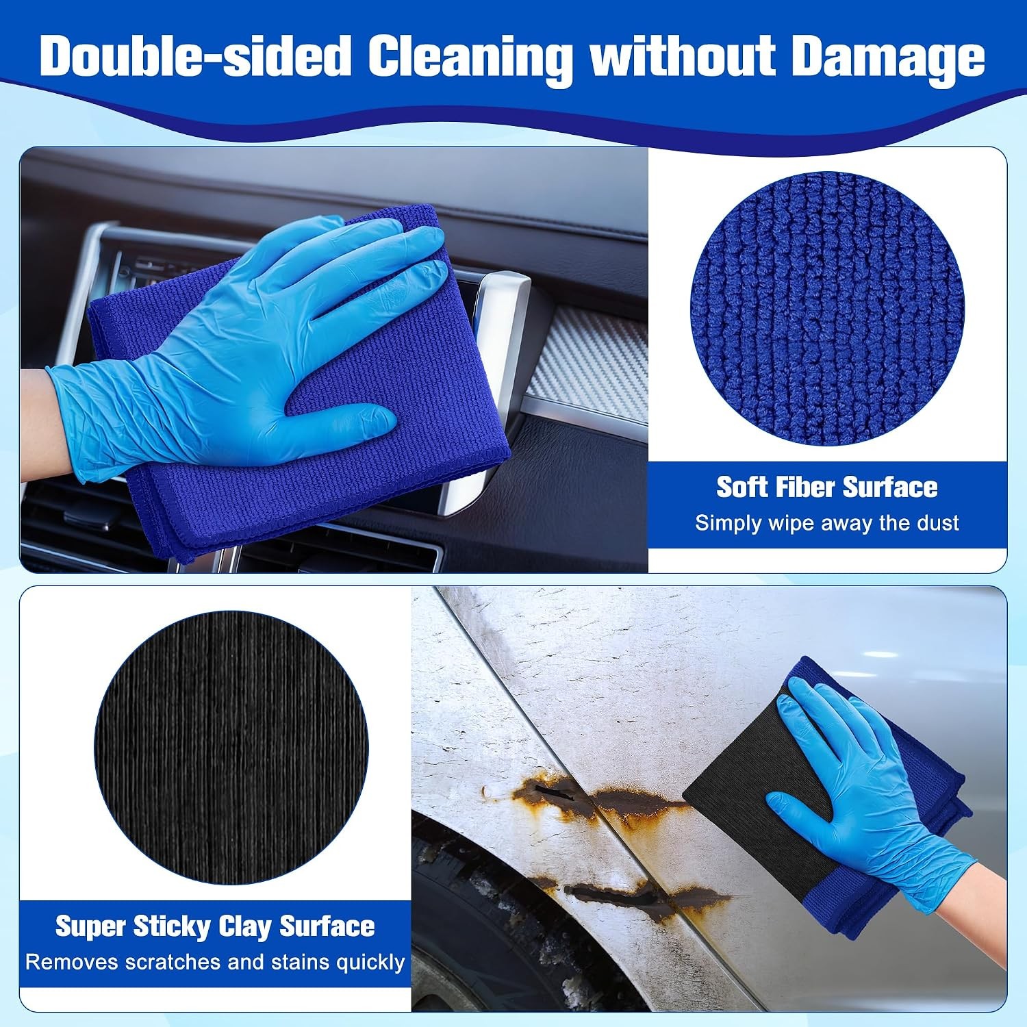 Clay Towel 12×12 Inch Blue Microfiber Cloth Car Detailing Color: Blue