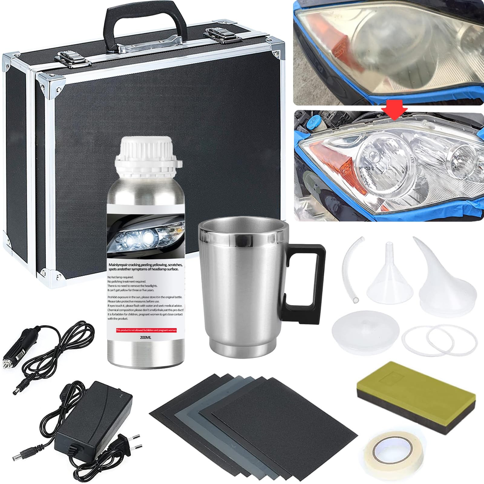 Headlight Restoration Kit, Car Polish Kit