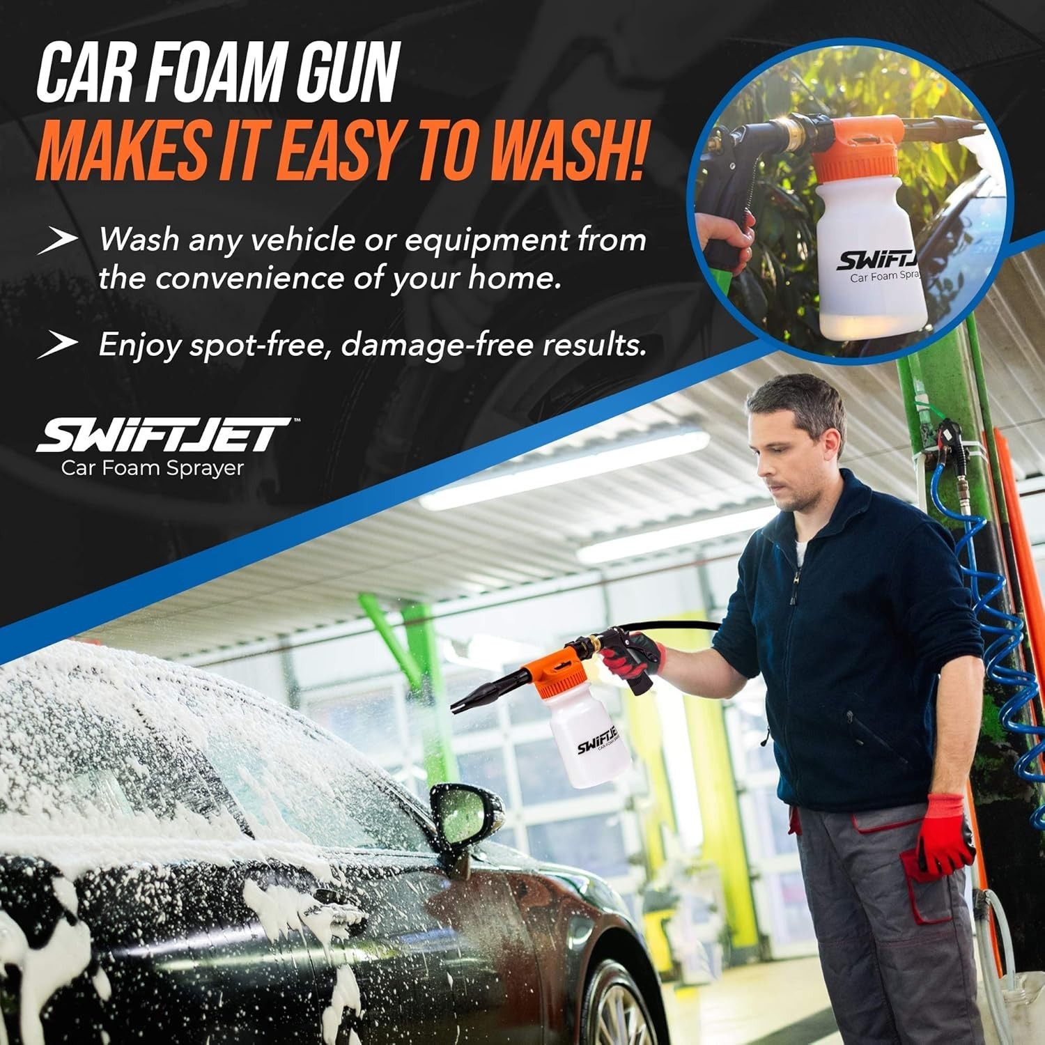 Car Wash Foam Gun + Microfiber Wash Mitt – Foam Cannon Works with Any Soap – …