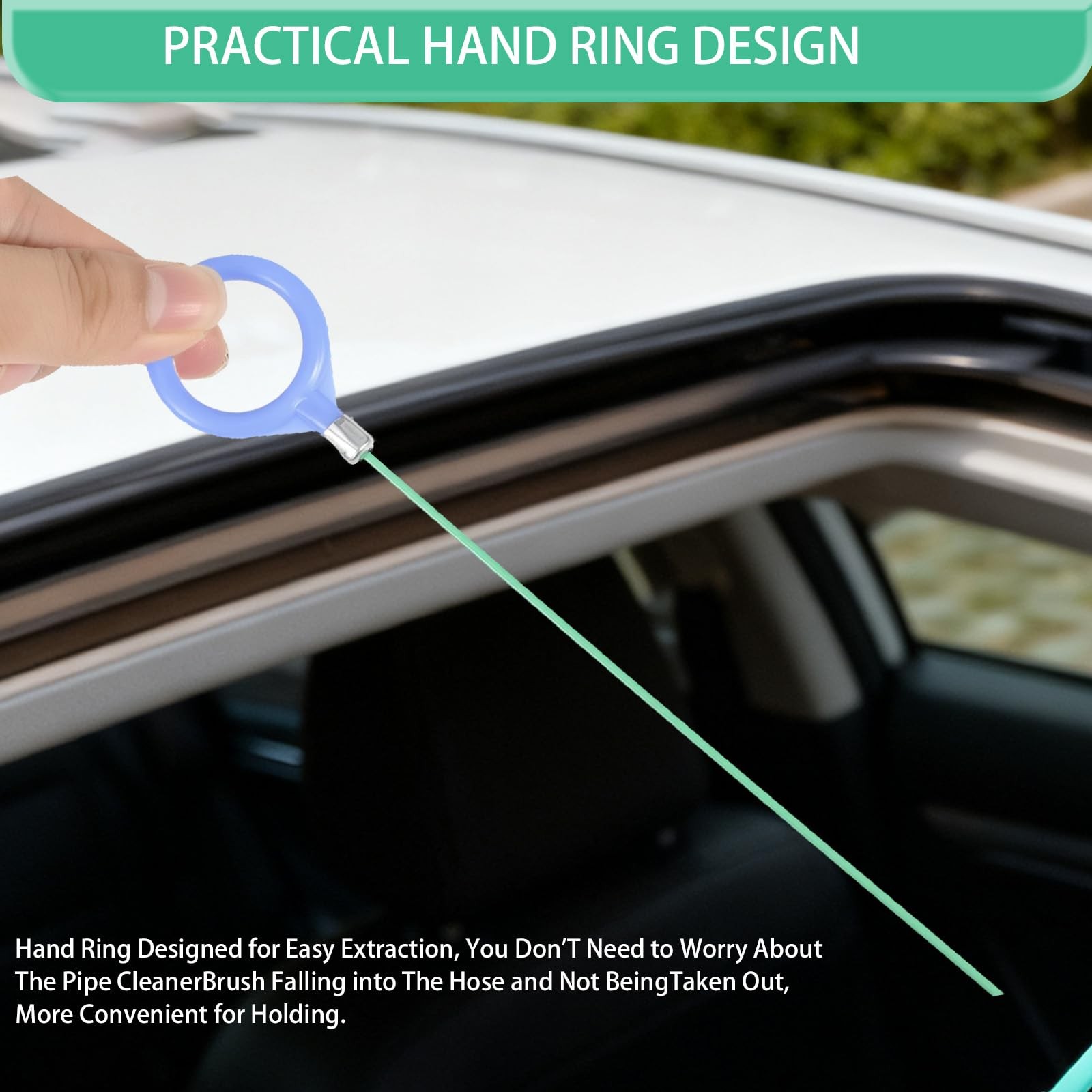 Green Auto Sunroof Drain Cleaning Tool 120 Inch Long Flexible Brush