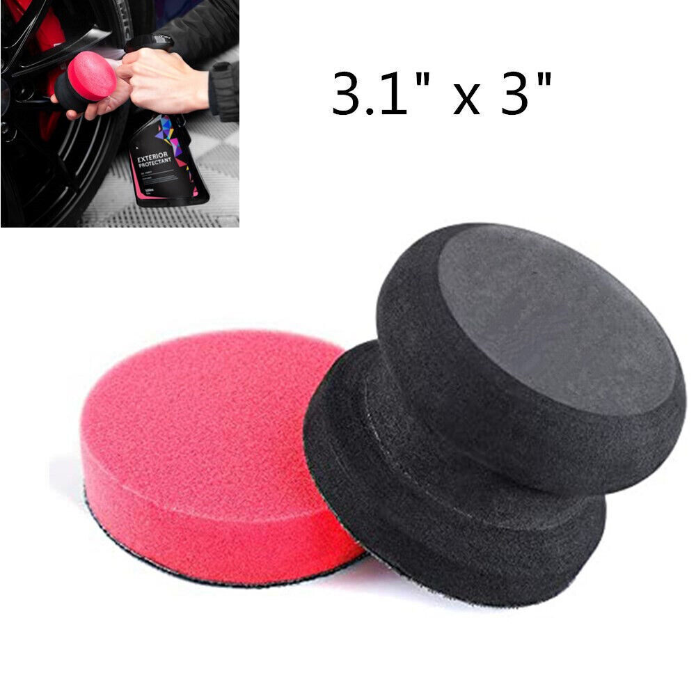Car Hand Wax Applicator Pad Kit 3″Dia Sponge Tire Dressing Applicator Pad w/Grip