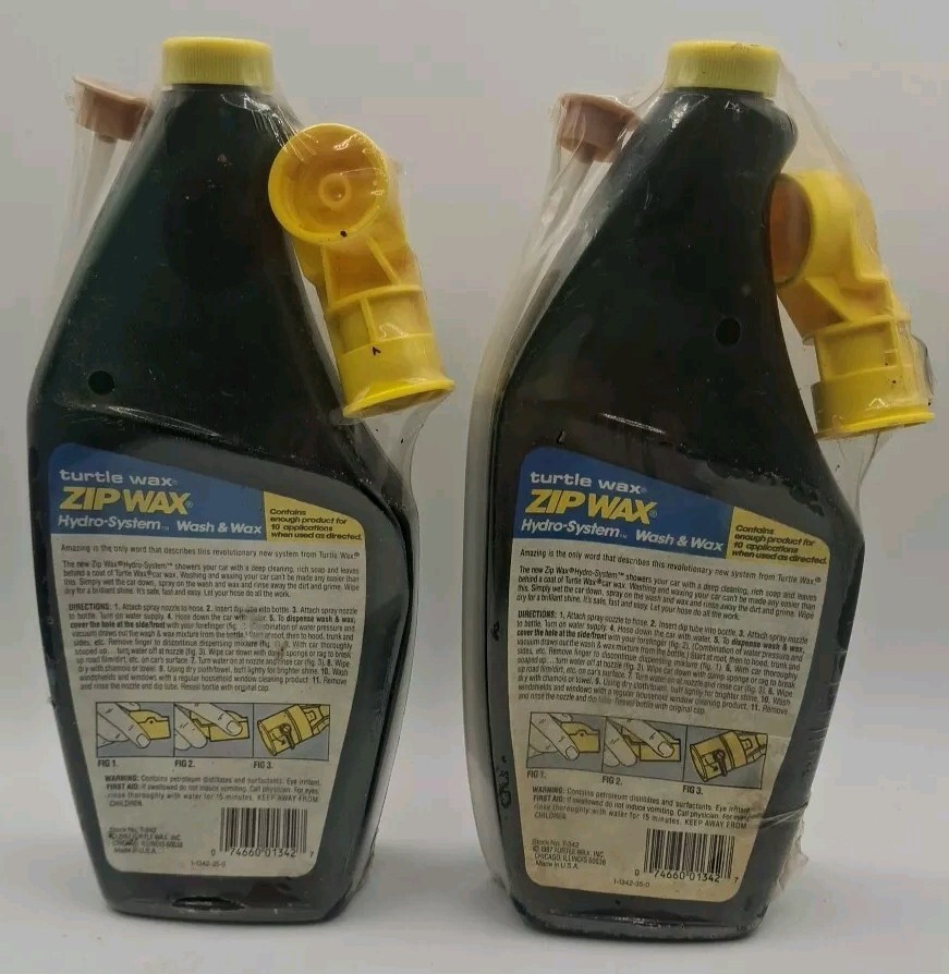 (2) Vintage NOS 1987 Factory Sealed Turtle Wax Zip Wax Hydro-System Wash & Wax